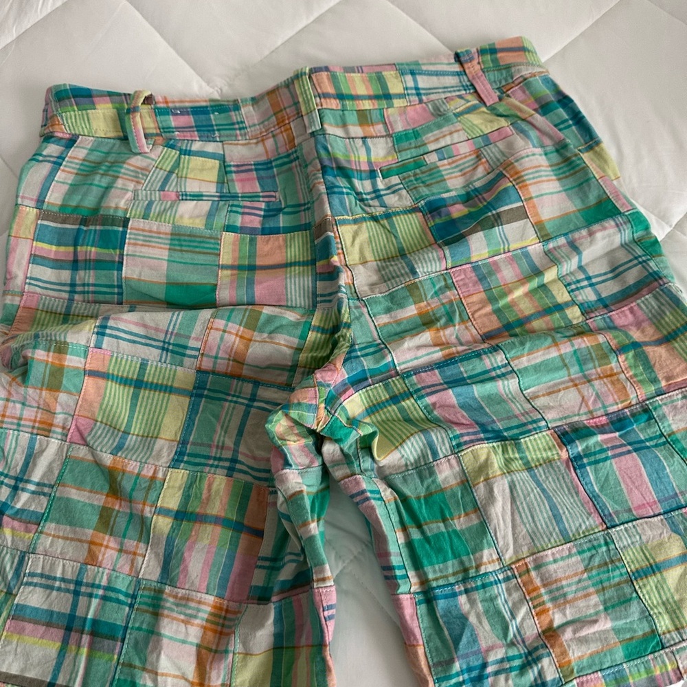 Talbots Green and Blue Madras Plaid Flat Front Women’s Shorts